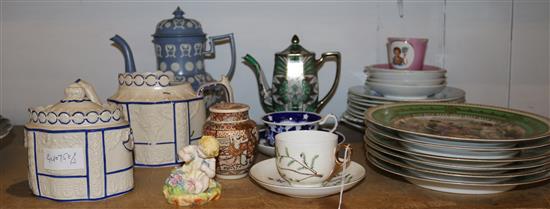 Jasper coffee pot, Vienna style plates & other decorative ceramics